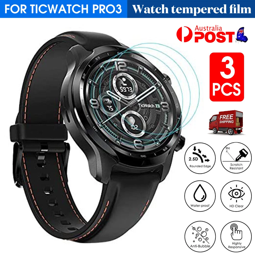3x Tempered Glass Screen Protector Cover For Ticwatch Pro 3 GPS