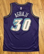OCHAI AGBAJI SIGNED UTAH JAZZ AUTOGRAPHED RETRO JERSEY w/BECKETT COA!