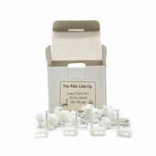 25 X White Twin Shotgun Coax Clips For WF65 / CT63 Twin Cable Clip