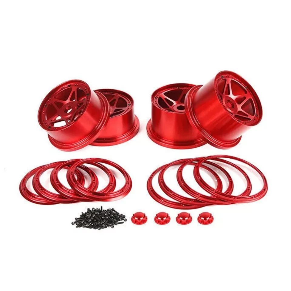 CNC-Aluminiummetall Radräder Felgen mit Roten Sternem für 1/5 HPI Rovan Baja 5B - Bild 2 von 4