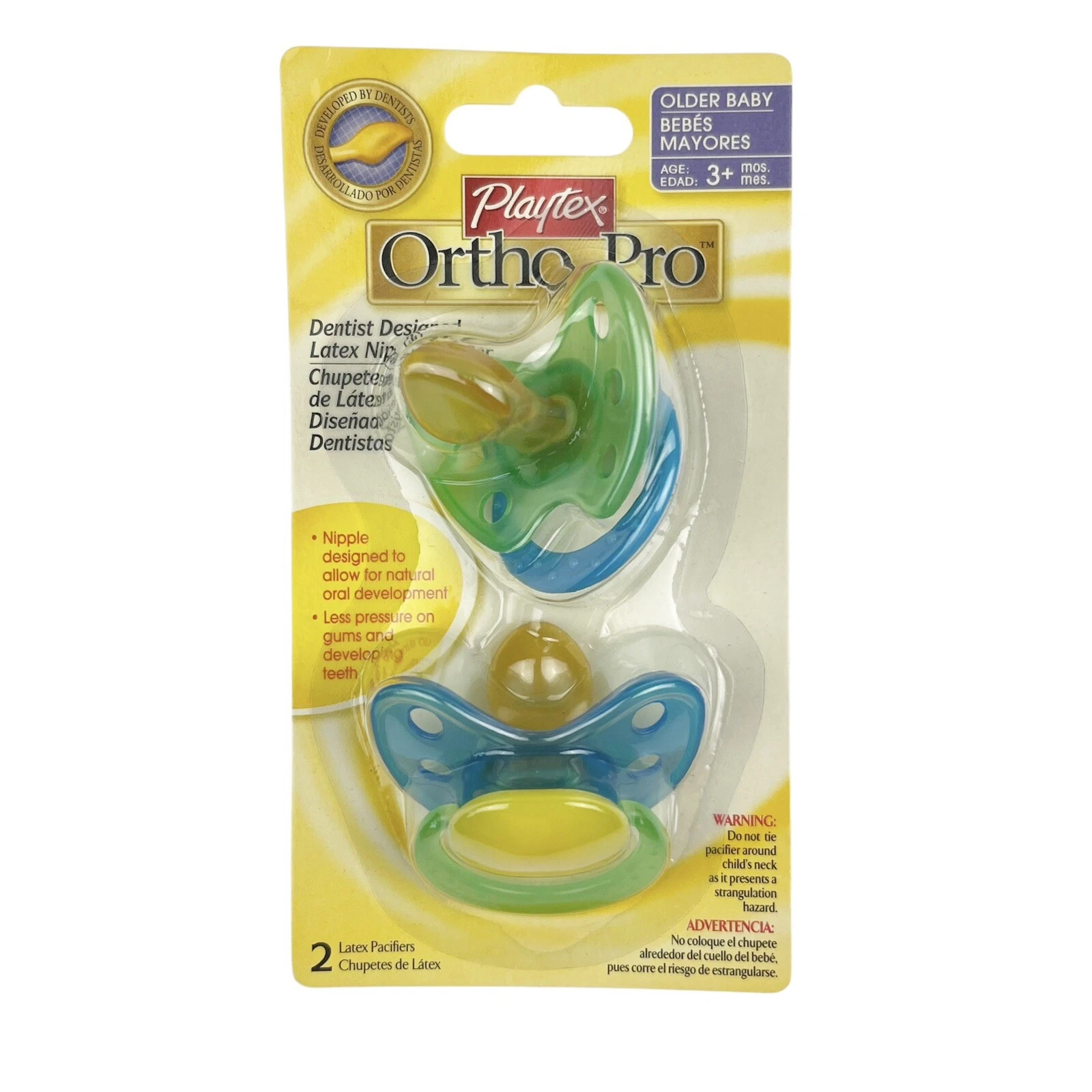 Playtex Ortho-Pro Pacifiers Blue Green Orthodontic Latex Nipple Old Stock 3+ Mo
Opens in a new windo