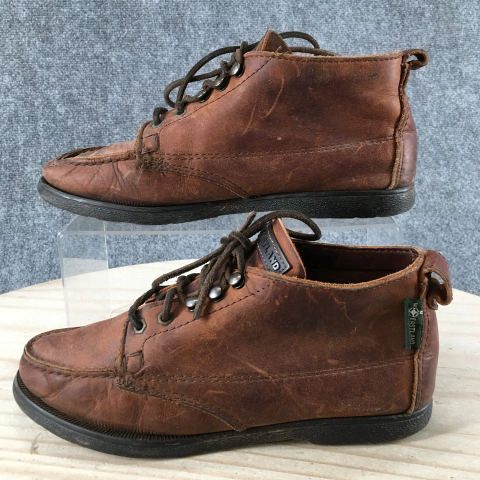 Botas Eastland para mujer 8,5 M Chukka con cordones al tobillo punta sin usar, en caja, cuero marrón Foto 2 de 4
