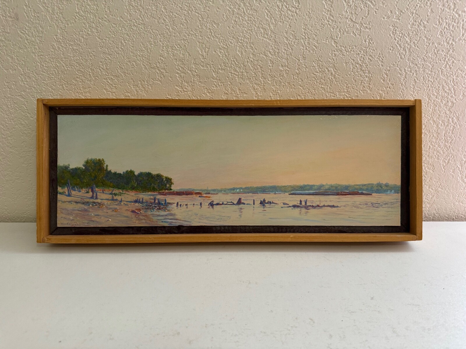 1989 David Woesthaus Signed Painting on Board River Scene