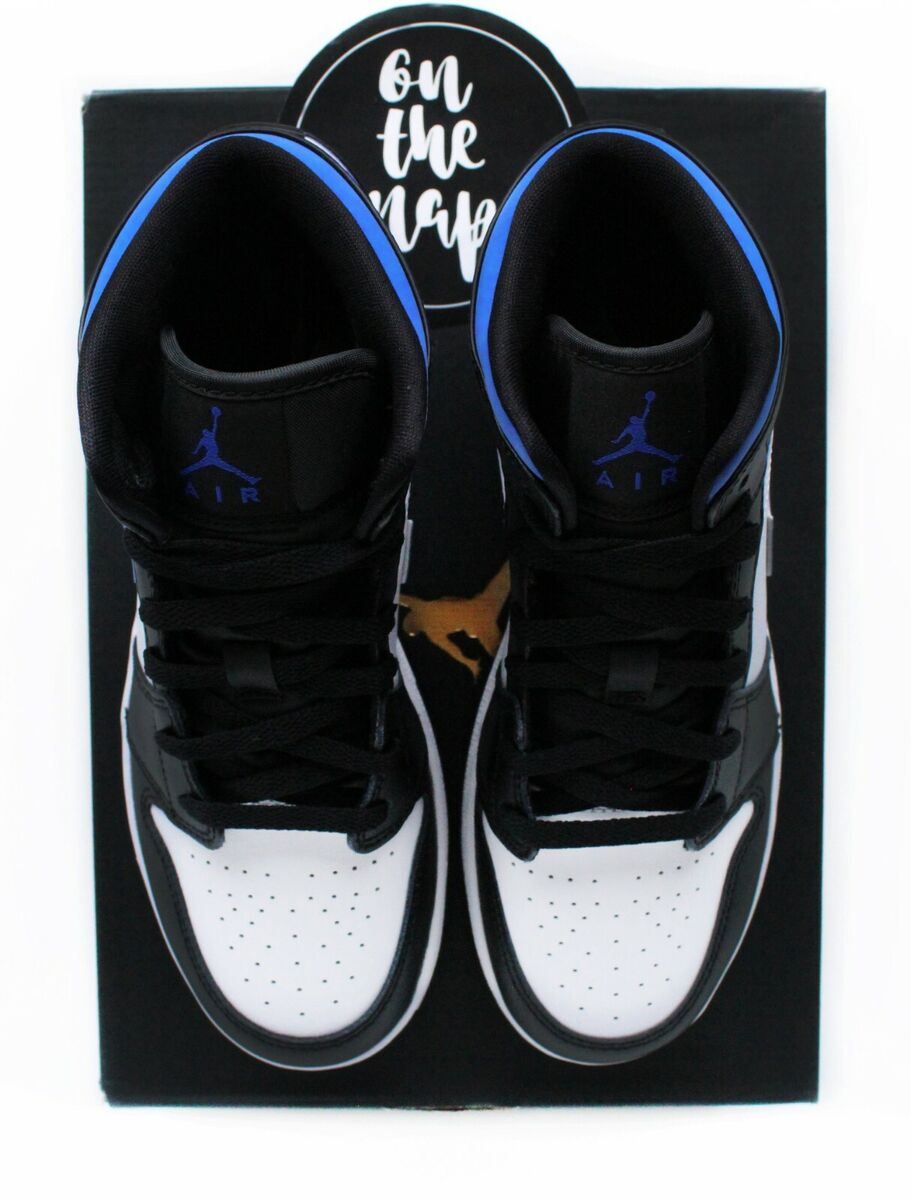 Nike Air Jordan 1 Retro Mid Racer Blue Black White 2.0 UK 5 Nike Air Jordan 1 Retro Mid Racer Blue Black White 2.0 UK 5