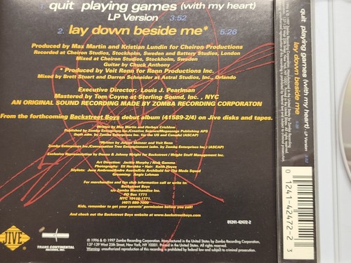 Backstreet Boys: Quit Playing Games (With My Heart) (1997) Pre-Owned Audio CD - Picture 5 of 6
