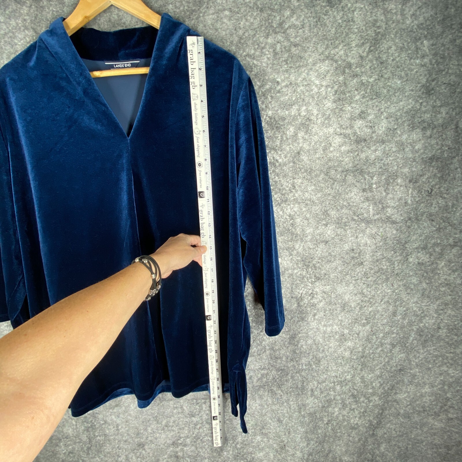 Lands End Shirt Womens 1X 16W 18W Blue Velvet Velour Shimmer Soft Stretch Tunic eBay