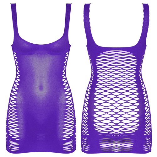 US Women Sexy Fishnet Hollow Out Mini Dress Sleeveless Babydoll Dresses Clubwear - Picture 252 of 291