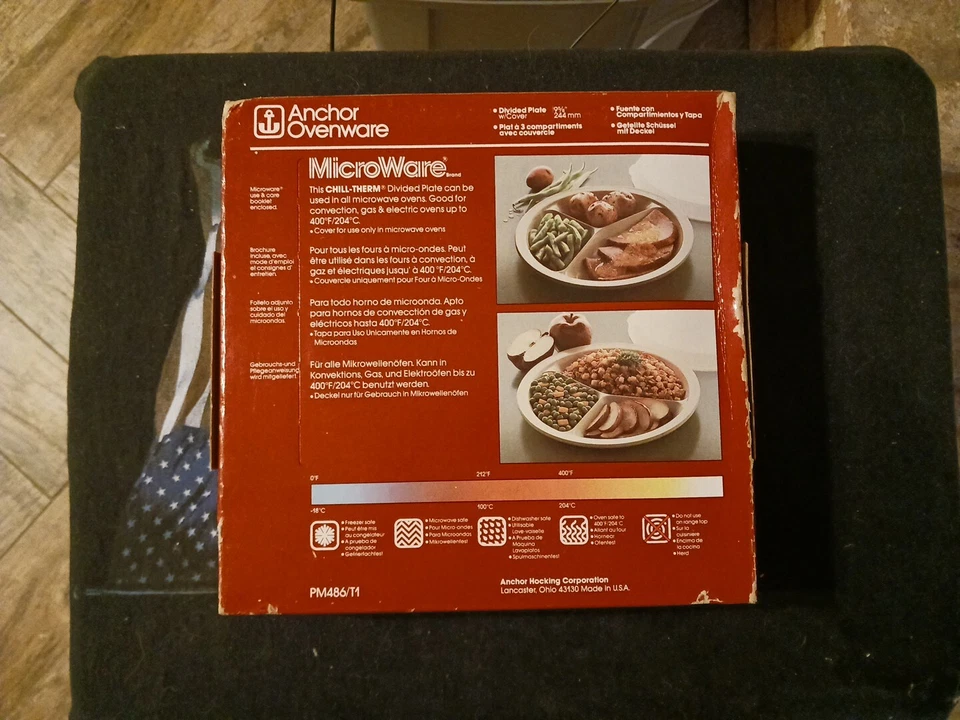 Vintage Anchor Hocking MicroWare Divided Plate w/Cover PM486/T1 New In Box - Image 2 of 4