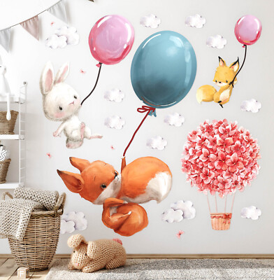 Aufkleber Sticker Wandaufkleber Kinderzimmer Cute balloon animals in pastel sky