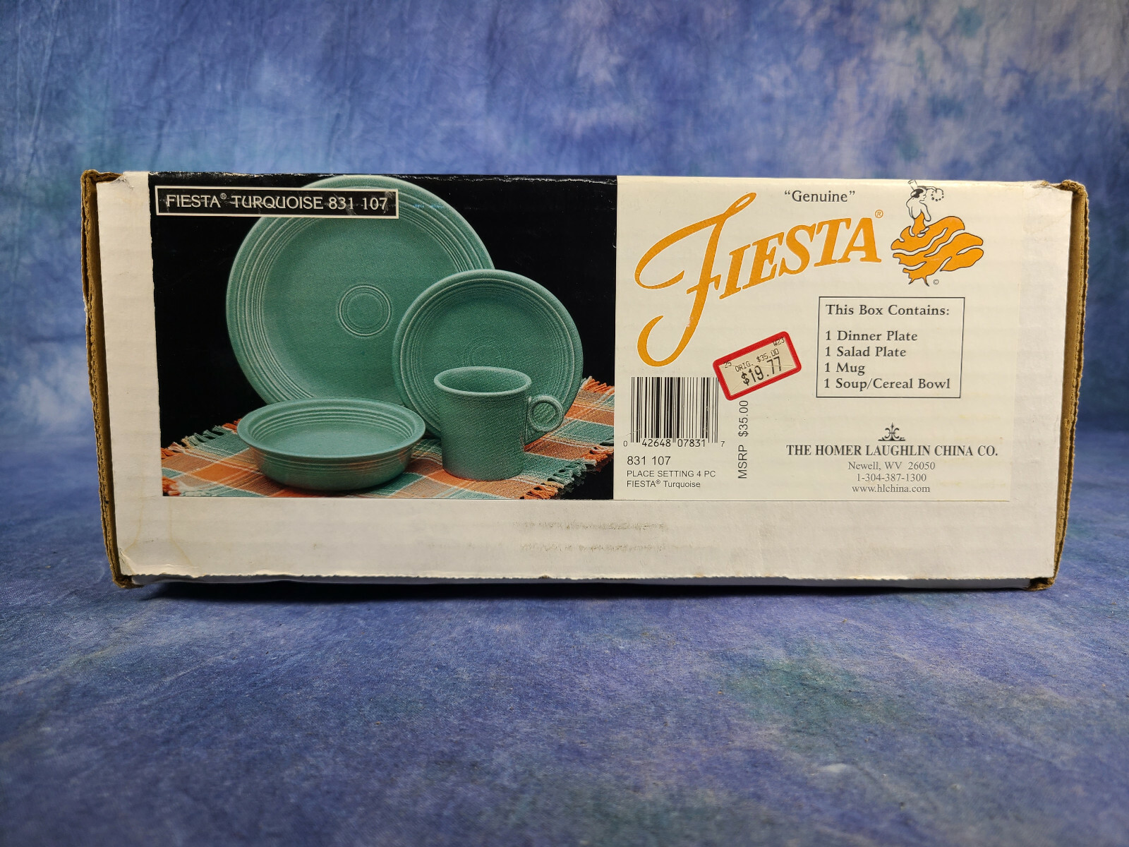 Vintage Fiesta Ware Turquoise 4 Piece Place Setting, 831 107 in Original Box