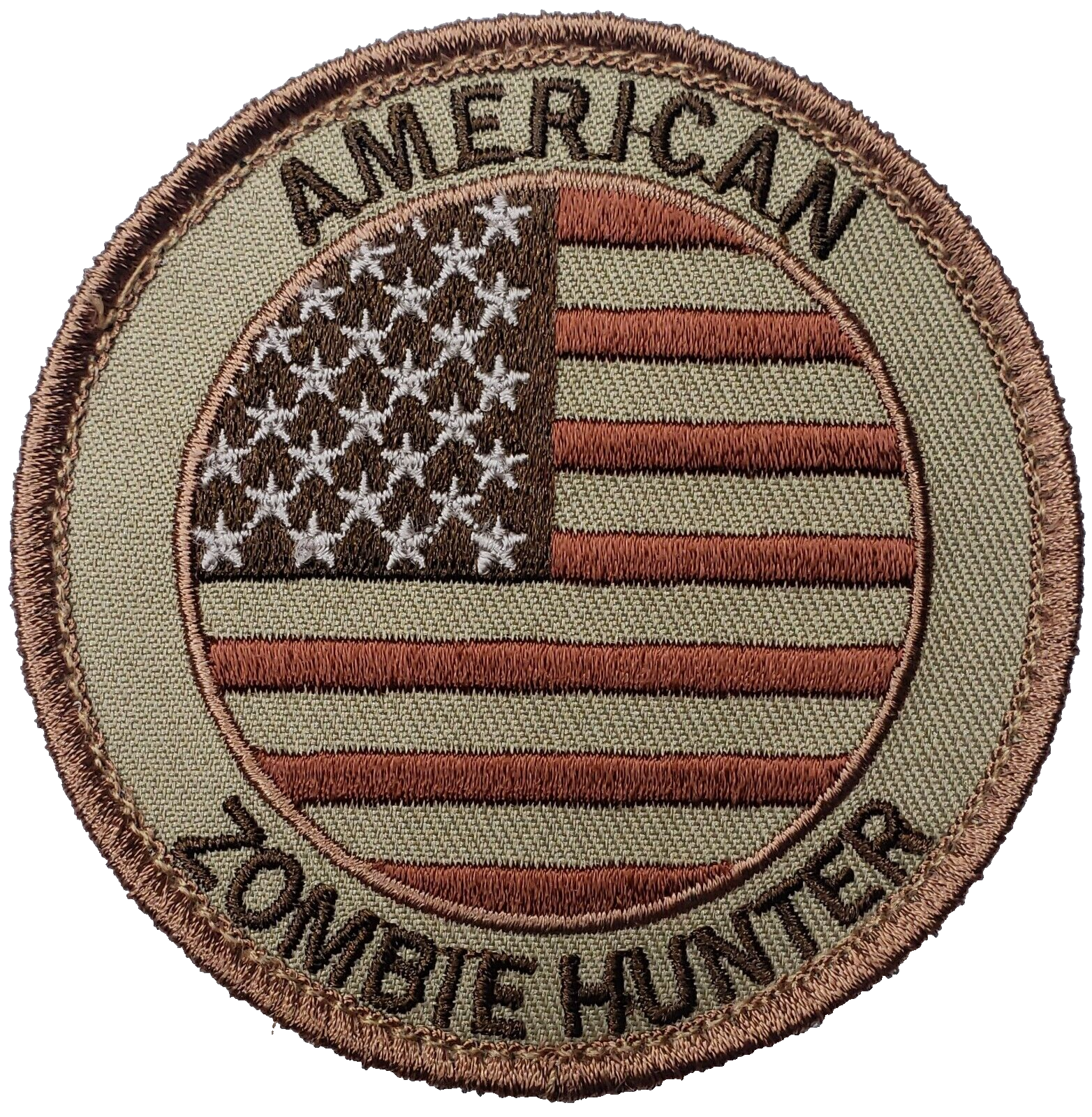 USA AMERICAN ZOMBIE HUNTER   Circle USA Flag Tactical Hook Embroidered Patch