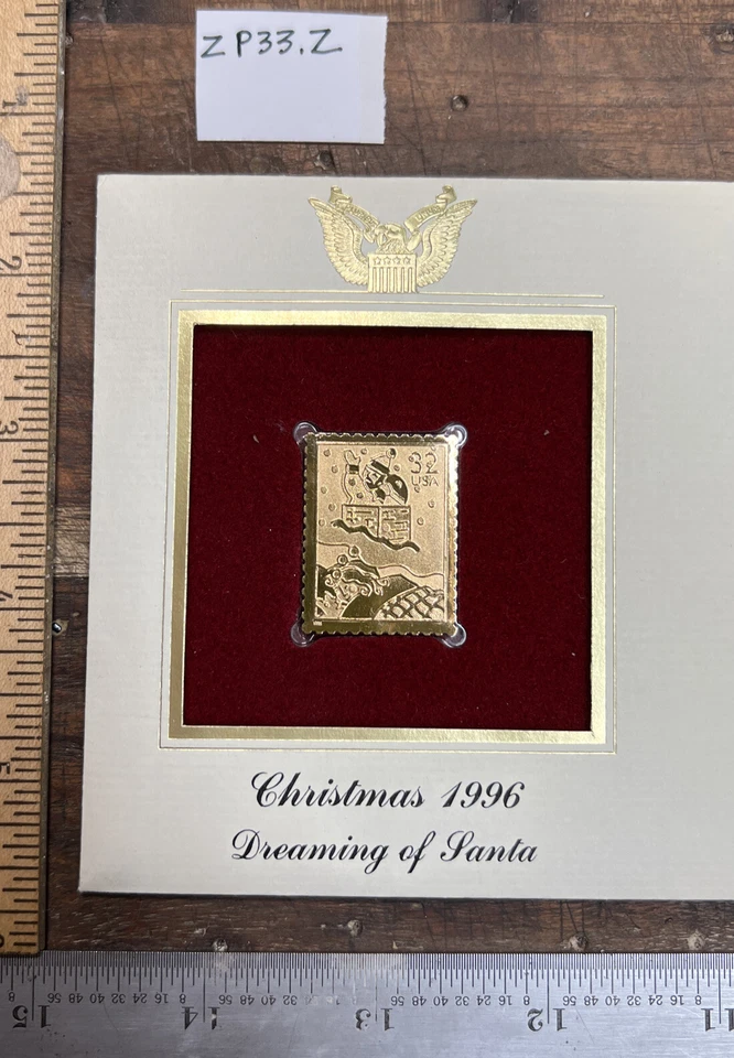 1996 Christmas Dreaming of Santa replica 22kt Gold Golden Cover FDC Stamp ZP33.Z - Image 2 of 4