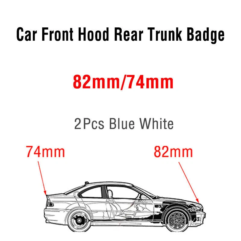 2 peças emblema capô dianteiro e porta-malas traseiro (82mm + 74mm) ajuste emblema BMW 51148132375 - Imagem 3 de 4
