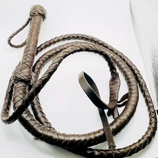 Genuine Cowhide Leather 5,8,10 Feet Long Plait Bullwhip , Heavy Duty Bull Whip