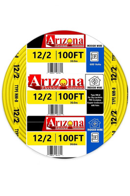 Type NM-B 100 FT 12/2 Copper Cable, #12 AWG, 2 Conductors with Ground, Insulated
