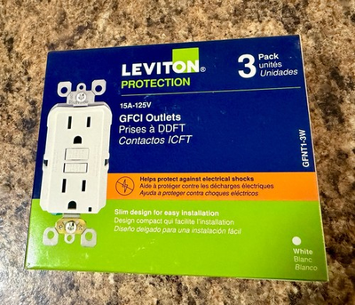 #ad #ad 3 Pack Leviton Duplex Receptacle GFCI Outlets 15amp 125V GFNT1 3W NEW $26.00