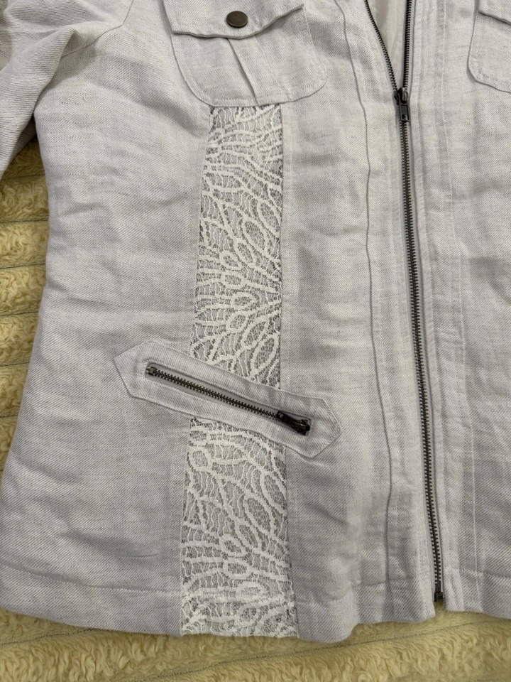 Chaqueta Blazer Mujer Chico’s Avena Crema Elegante Encaje Talla 2 2x Foto 3 de 4