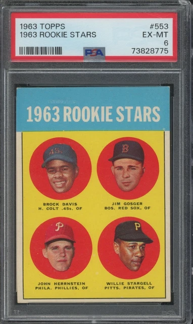 1963 Topps #553 Brock Davis Jim Gosger John Herrnstein RC EX-MR PSA 6