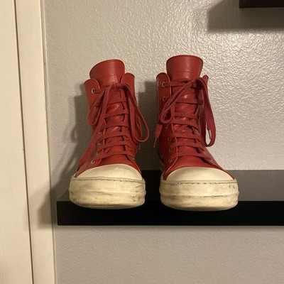 red leather rick owens ramones size eu 41 us 8 mens good condition made in italy