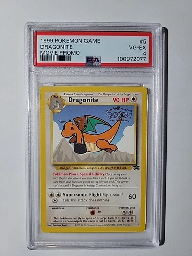 🔥 1999 Pokémon TCG 🔥 Dragonite - #5 - Black Star Movie Promo - PSA 4!