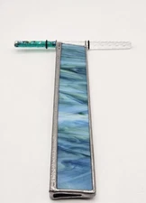 Vintage Stained Glass & Pewter Kaleidoscope  Sliding Glitter Wand Art Colorful 