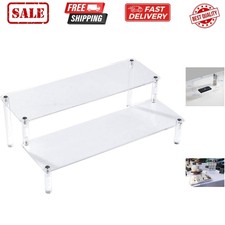 Acrylic Clear 2-Tier Riser Display Shelf for Figures, Desserts Holder, Collec...