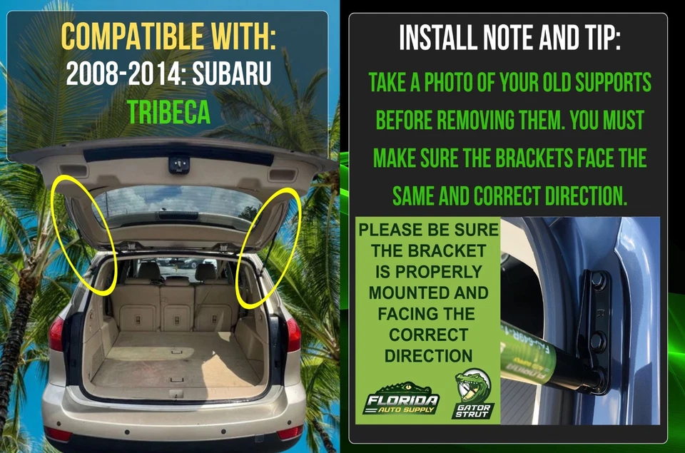 Dos soportes de elevación de puerta levadiza trasera FAS-390-L-R-2 para Subaru Tribeca 2008-2014 Foto 2 de 4