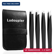LUDOUPIER 4 1 Pieces Tweezers Set with Travel Case, Great Precision Upgrade Pr