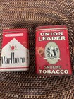 Vintage Metal Marlboro Cigarette And Union Leader Smoking Tobacco Tin Lot