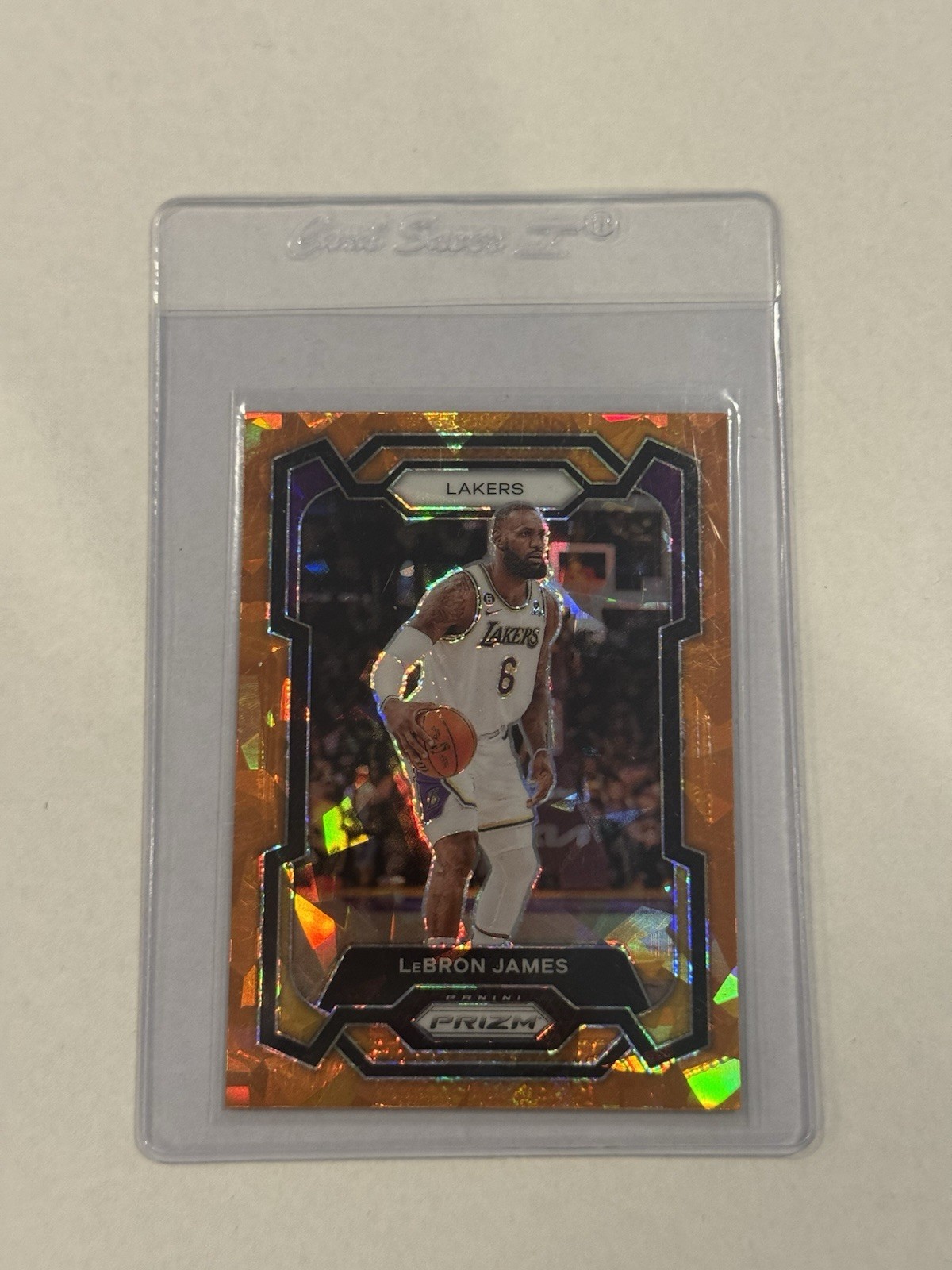 2023-24 Panini Prizm LeBron James Orange Cracked Ice Prizm #63 Lakers SP