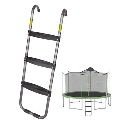 Trampoline Ladder 3-Step with Wide Steps, 220Lbs Capacity, UV Treated Steel