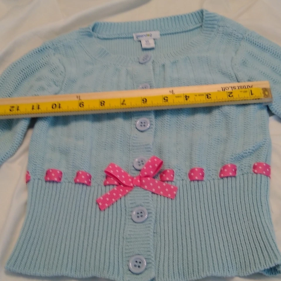 Greendog girls 6X lite blue 带粉色丝带毛衣。 — 第 4/4 张图片