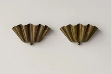 Handmade Brass Ruffle Shade Wall Light – Mid Century Scalloped Vanity Sconce