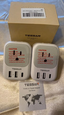 TESSAN Type G Travel Adapter 2-Pack USB Plug Converter UK Hong Kong Dubai