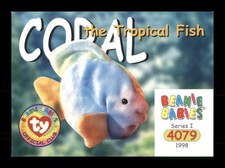 4079 Ty Beanie Baby Coral The Tropical Fish 64 1998 Series 1 Trading Card TCG 