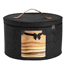 Hat Boxes for Women Men Storage, Round Felt Hats Storage Box Container for Cl...