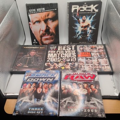 WWE DVD Box Set Lot: 7 Collections - The Rock, Stone Cold, Raw, & More - Tested