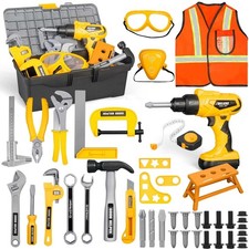 Zealous 48pcs Kids Tool Set with Tool Box  Electronic Toy Drill, Pretend Pla...