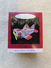 1983 Hallmark Keepsake Ornament Tin Airplane Holiday Fliers Pressed Tin   BX7