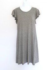 GAP Flutter Ruffle Short Sleeve T-shirt DressHeather Gray Stretch Knit M 8