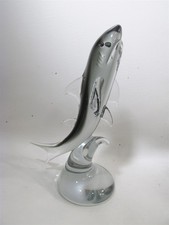 Scultura squalo Franco Bottaro vetro artistico italiano vintage in vetro di Murano 13,5"