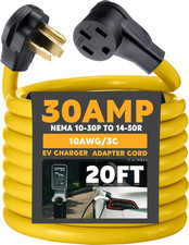 20Ft EV Charger Adapter Cord Compatible with NEMA 10-30P to 14-50R, 30 Amp Dryer