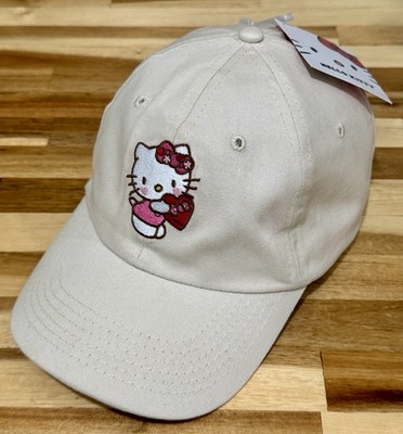 SANRIO HELLO KITTY   HEART HAT BASEBALL  IVORY Embroidered Appliqué NWT