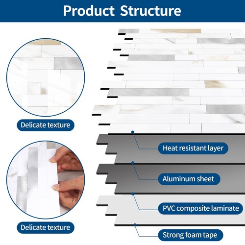 20 Sheets Peel and Stick Stone Metal Tile Backsplash, Stick on Tiles for Back... - Picture 6 of 7