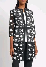 STUNNING Ming Wang Two-Tone Lace Cardigan Jacket Black & White, Size L