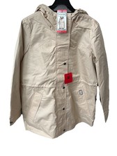 Hunter Women's Jacket Water Resistant, Attach Hood Mid Weight Tan Almond Medium