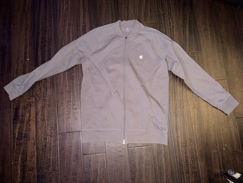 Apple Employee Embroidered Logo Full Zip Gray Men's Sweatshirt Size L