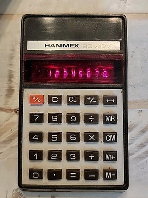 Vintage Hanimex BCM19V Handheld Pocket Calculator Red LED Tested Works