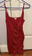 Garage Red Bodycon Mini Dress  Polyester Scoop Neck Size S