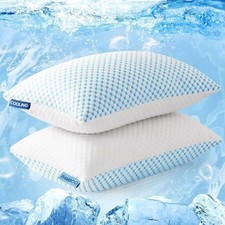 2 Pack Firm Pillow Shredded Memory Foam Sleeping Cooling Breathable Queen New